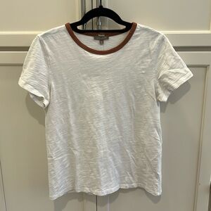 Lill P white t shirt with brown trim